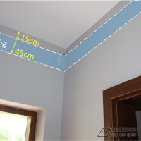 SH-g Górna pozioma strefa instalacyjna od 15 do 45 cm pod gotową powierzchnią sufitu.