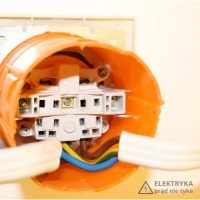 Gniazdo 1-fazowe DOMO, widok wewnątrz puszki instalacyjnej