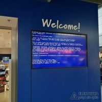 Blue Screen Welcome at Okęcie Airport