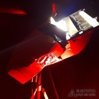 Profesjonalna przysłona naświetlacza iluminacji Zamku lubelskiego z okazji 11.11.2018