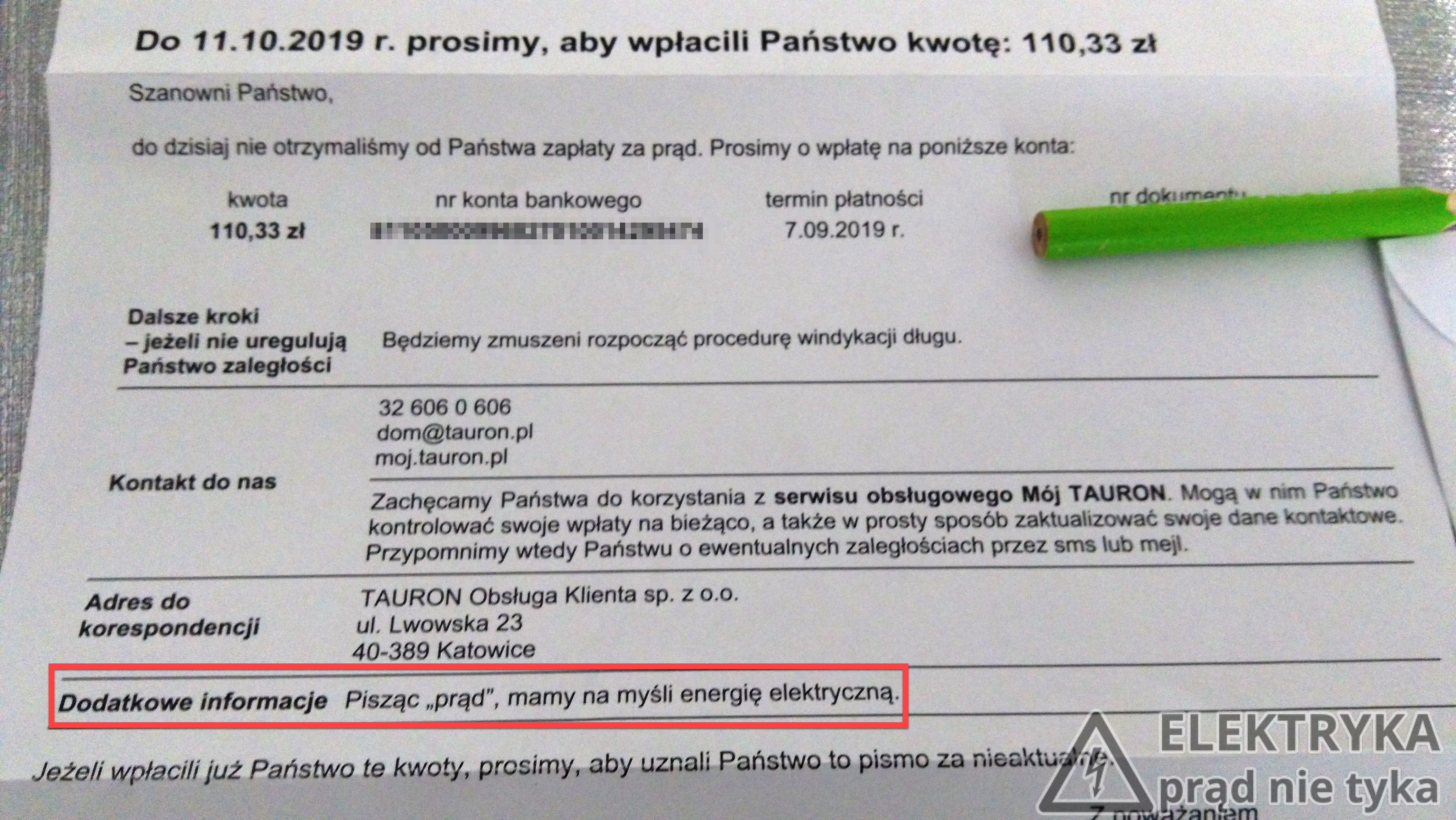 tauron-rachunek-za-energie - Elektryka Prąd Nie Tyka - instalacje  elektryczne w praktyce