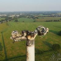 Spalona turbina wiatrowa w Niemczech