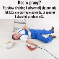 kac_w_pracy_drzemka_pod_drabina