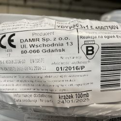 Przewód elektryczny trzyżyłowy płaski, typu YDYp żo 3×1,5 mm² 450:750V