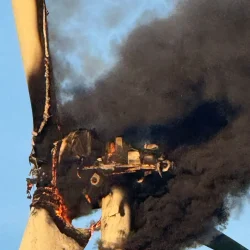 spalona gondola turbiny wiatrowej